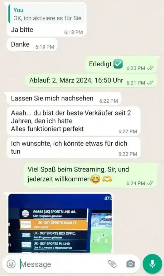 Kundenbewertung 6 per WhatsApp